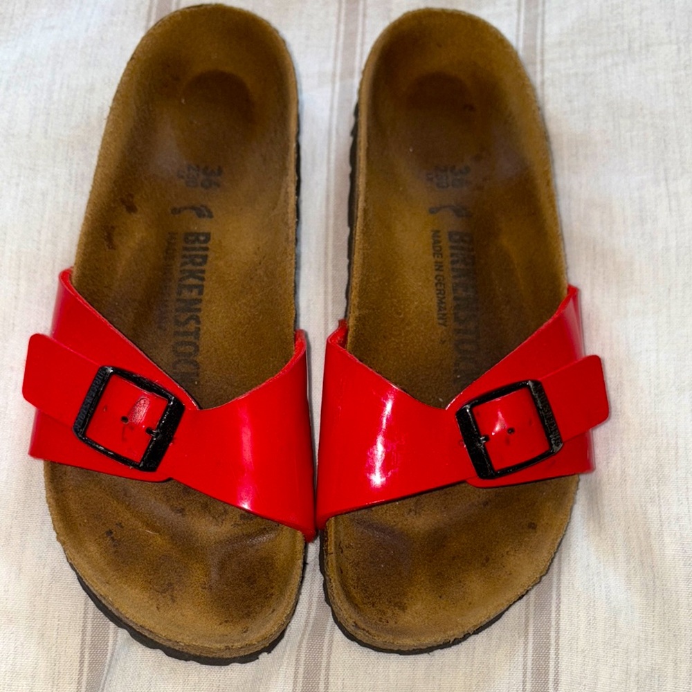 Birkenstock red patent leather size 36